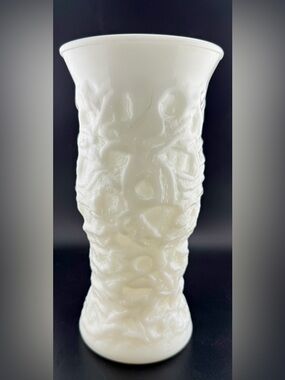 E.O. Brody vintage milk glass vase. 9.5”Cleveland, Ohio.
